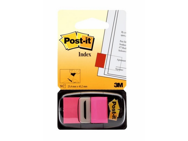 Post-It Index 680-21 - Indeksflag Med Dispenser - 25.4 X 43.1 Mm - 50 Ark - Lys Pink