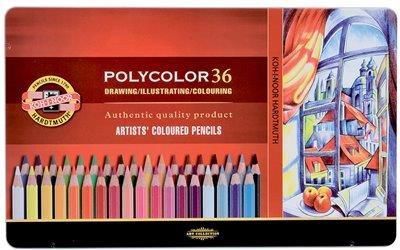 Polycolor Crayons 36 Colors Metal Packaging