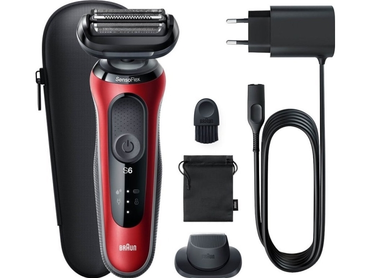 Braun Series 6 61-R1200s, Folienschaber, Sensoflex, Sensofoil, Tasten, Schwarz, Rot, Led, Akku