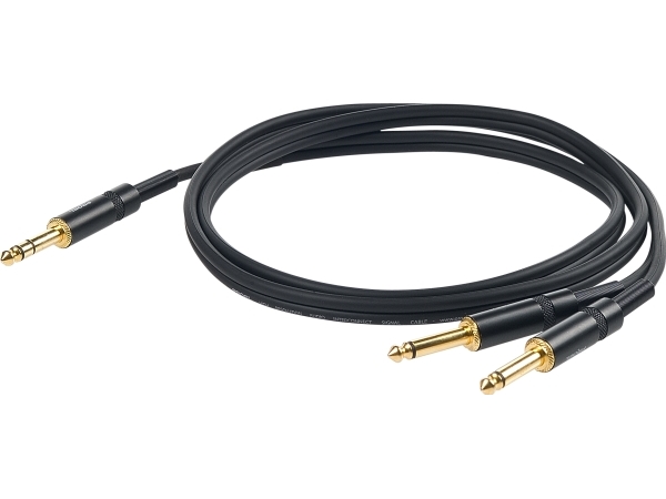 PROEL 6,3mm stereo uros - 2 x 6,3mm mono uros, 5m, musta | TV, Ljud & Bild - Musikstudio - Kablar & Kontakter | GameStuff