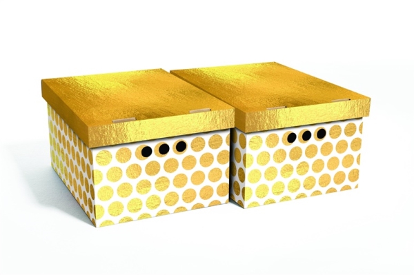 Se Domoletti Foldable Cart Box33x25x18cm 2 Gold Dots hos Computersalg.dk