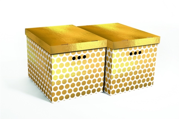 Billede af Domoletti Foldable Cart Box2 44X35x32cm Gold Dots
