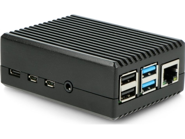 Oem Dėklas Skirtas Raspberry Pi 4B - Su Išpjovomis - Aliuminis - Juodas