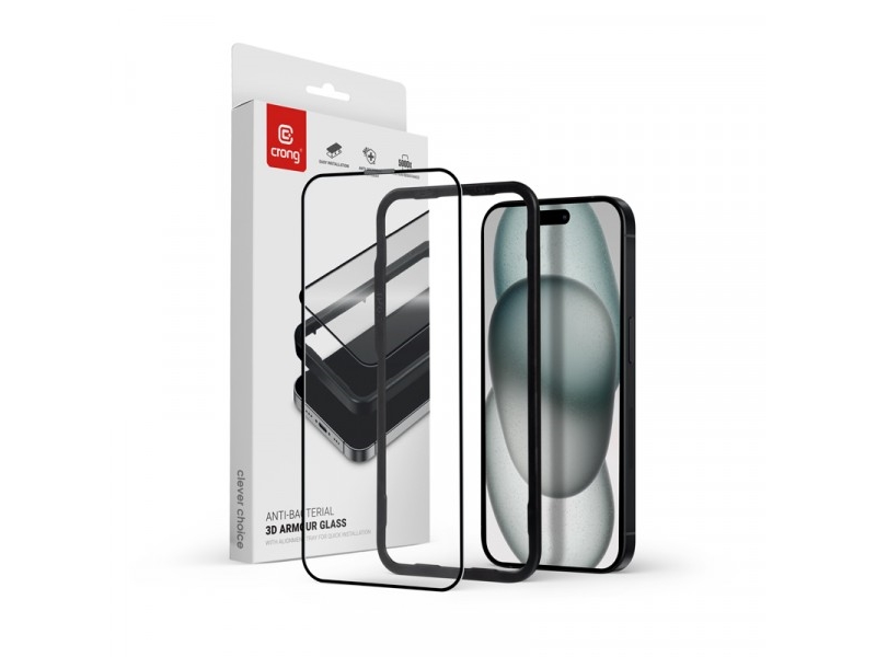 Crong Gehärtetes Glas 9H Für Den Ganzen Bildschirm Iphone 15 Plus