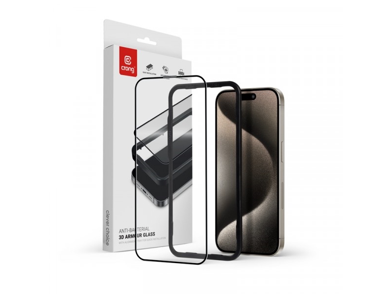 Crong Hærdet Glas 9H Til Hele Skærmen Iphone 15 Pro Max