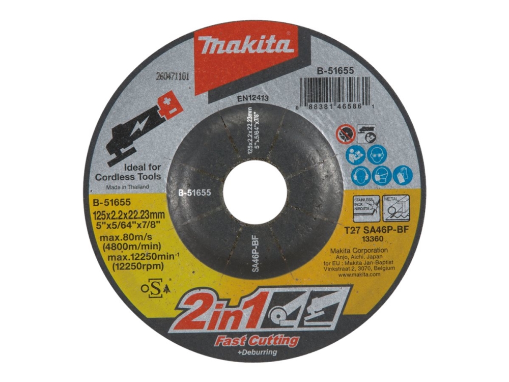 Makita - Schleifteller - Für Metall - 10 Stücke - 125 Mm - Körnung: Sa46p - Für Makita Ga005gz, Ga008gm201, Ga008gz, Xgt Ga005gz