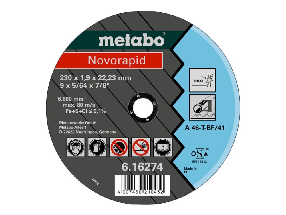 Metabo Novorapid TF 41 - Skärskiva - för metall, rör, profiler, inox steel, sheets - 230 mm - grus: A46 | Verktyg & Verkstad - Handverktyg - Tillbehör til Handverktyg | GameStuff