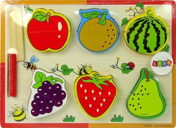 Lean Sport Wooden Fruit Chopping Set 6 Pieces Strawberry Pear Grape