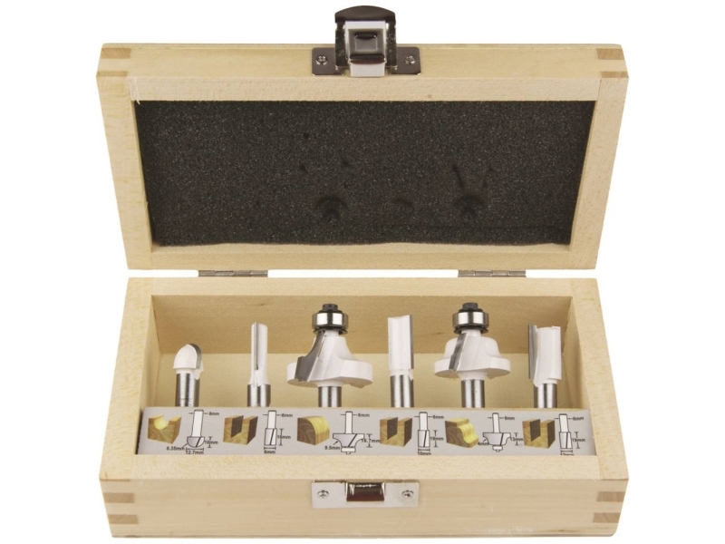 Makita D 53540 Fræsesæt Skaftdiameter 8 Mm 6 Dele