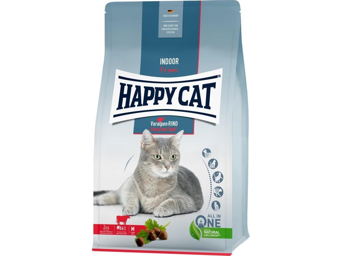 Happy Cat Indoor Bavarian Beef Trockenfutter Für Erwachsene Wohnungskatzen Bayerisches Rind 300 G