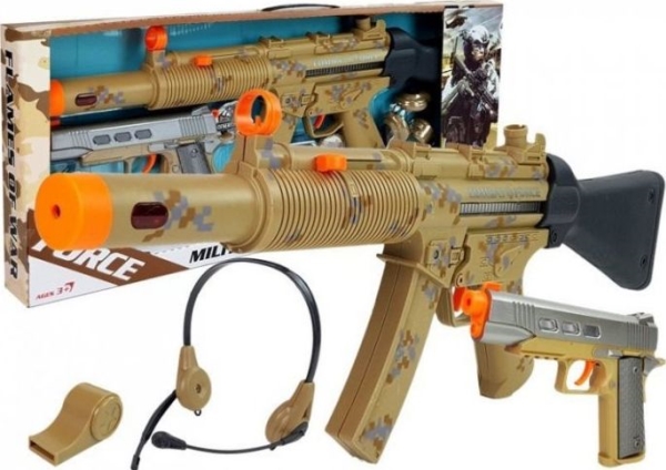 Lean Toys Karinis žaislų rinkinys su 2 pistoletais ir aksesuarais
