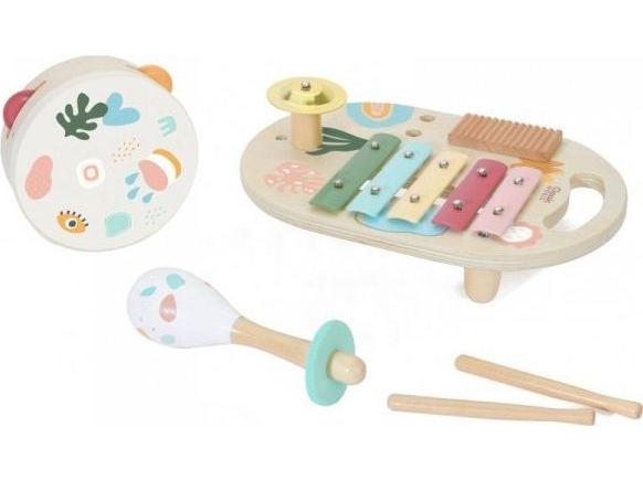 Classic World Classic World Set Musikinstrumente Für Kinder: Becken, Trommelstock, Rassel 5-Tlg.