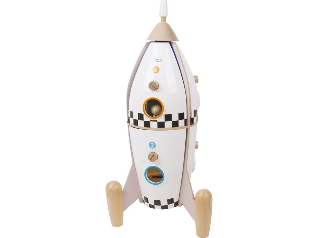 Classic World Wooden Toy Rocket Mit Zubehör