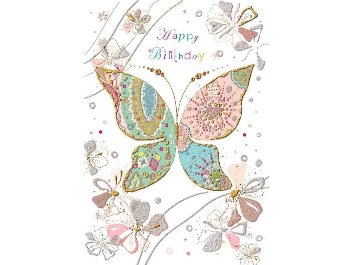 B6 Karte + Umschlag Birthday Butterfly
