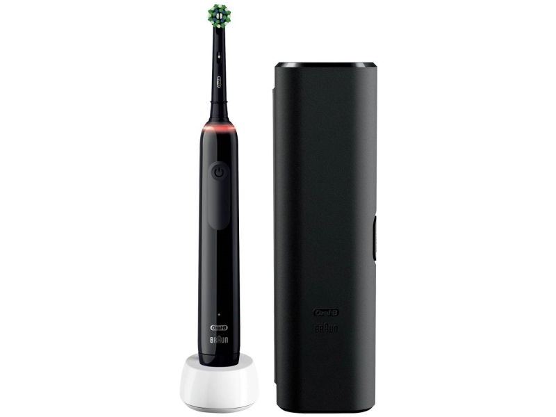 Oral-B Pro 3 3500, Aikuinen, Pyörivä hammasharja, Päivittäinen käyttö, Herkkä, Valkaisu, Musta, 2 min, 4 x 30 s, Musta