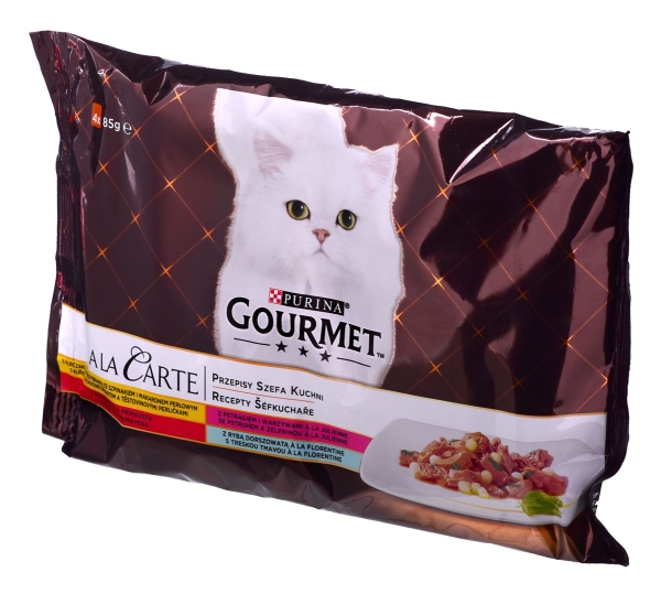 Nestle GOURMET Ala Carte 4x85g Kylling, ørred, oksekød, laks