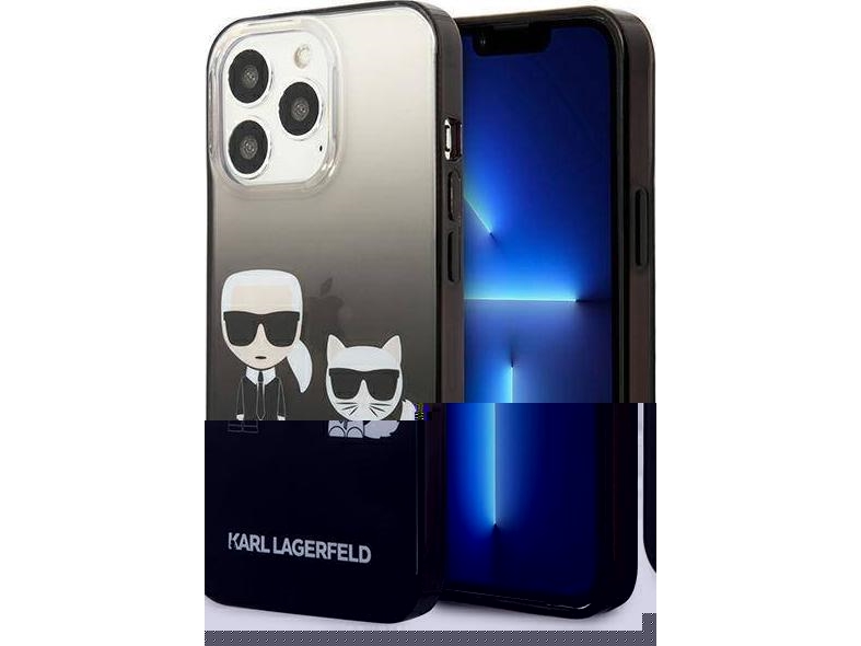 Karl Lagerfeld Gradient Ikonik Karl&Ampchoupette Cover Til Iphone 13 Pro / Iphone 13 - Sort