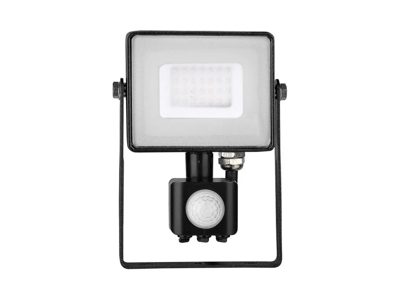 30W Led-Projektør V-Tac, 3000K (Varm Hvid), Med Bevægelsessensor, Sort Hus, Samsung Led-Chip