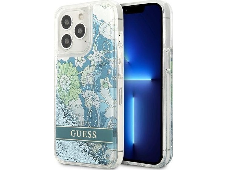 Guess Guhcp13llflsn Iphone 13 Pro / 13 6,1" Grøn/Grøn Hardcase Flower Liquid Glitter