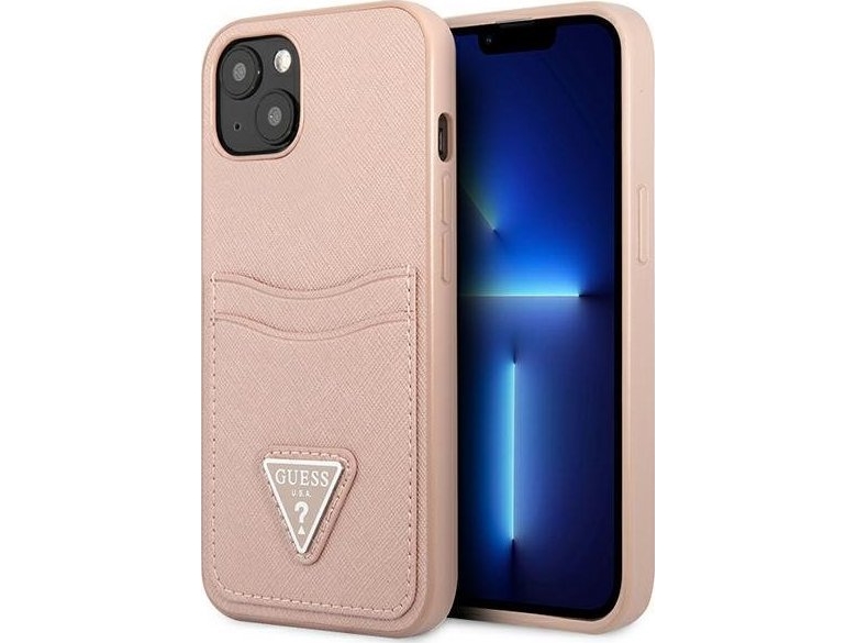 Hurtel Guess Guhcp13mpsatpp Iphone 13 6.1" Pink/Pink Hardcase Saffianotriangle-Logo Kortholder
