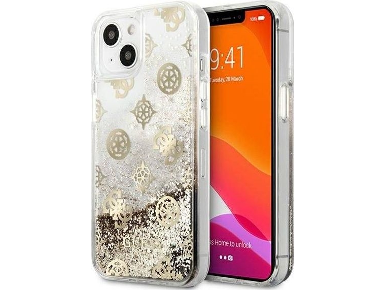 Guess Guhcp13slgpego Iphone 13 Mini 5,4" - Gold/Gold Hardcase Peony Liquid Glitter
