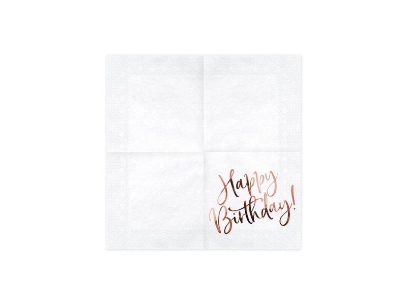 Serviette Happy Birthday, Rose Gold