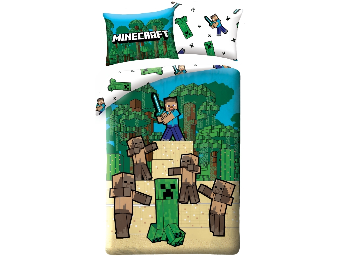 Billede af Minecraft Sengetøj 140 X 200 Cm - 100 Procent Bomuld