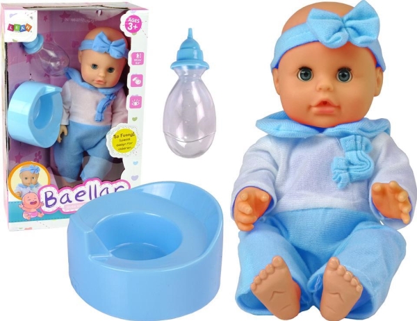 Leantoys Puppe Im Pyjama 30 Cm Blau Nachtflasche/Trink-Toilette