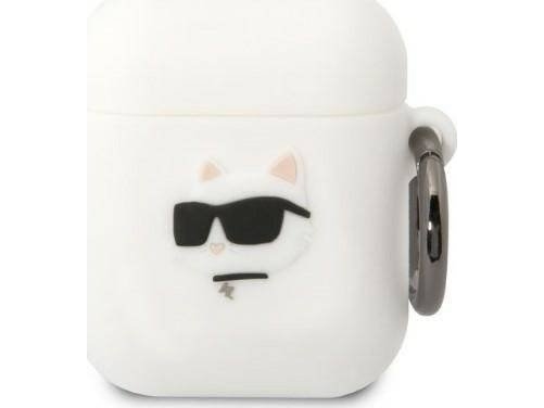 Karl Lagerfeld Etui Karl Lagerfeld KLA2RUNCHH Apple AirPods 2/1 suojakotelo biały/white Silicone Choupette Head 3D silikoni