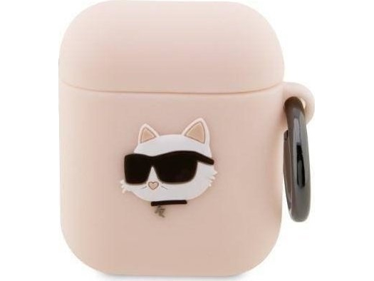 Karl Lagerfeld Etui Karl Lagerfeld Kla2runchp Apple Airpods 2/1 Cover Różowy/Pink Silicone Choupette Head 3D