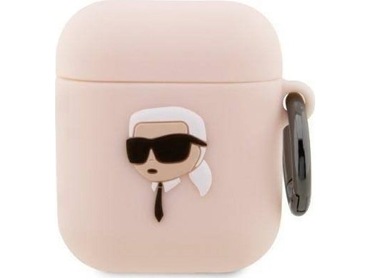 Karl Lagerfeld Etui Karl Lagerfeld Kla2runikp Apple Airpods 2/1 Abdeckung Różowy/Rosa Silikon Karl Head 3D
