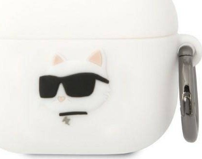 Karl Lagerfeld Etui Kla3runchh Til Apple Airpods 3 Cover Hvid/White Silicone Choupette Head 3D