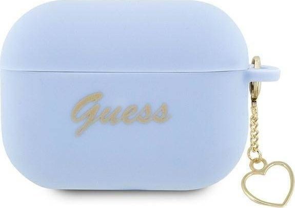 Guess Etui Guap2lschsb Til Apple Airpods Pro 2 Cover Blå Silicone Charm Heart Collection