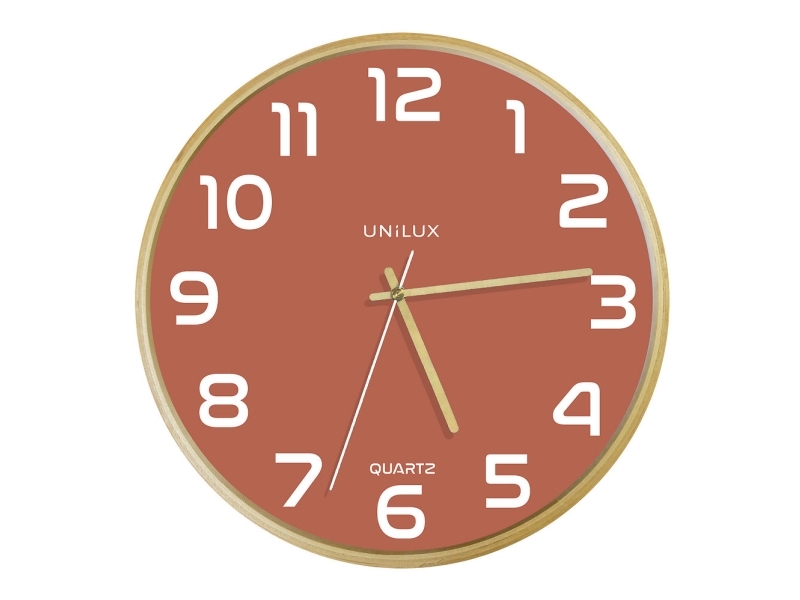 Unilux 400165111, Vägg, Quarts-klocka, Rund, Brick colour, Trä, Trä, Glas | Möbler - Tillbehör - Väggklockor | GameStuff
