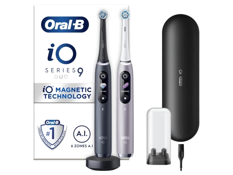 Oral-B iO 9, Vuxen, Roterande tandborste, Daglig vård, Gum omsorg, Intense, Känslig, Super sensitive, Tongue care, Tandblekning, Svart, Rosa, 2 min, Black Lava, Rose Quartz | Hälsa - Tandvård - Elektrisk tandborste | GameStuff