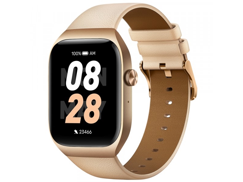 Mibro T2 Light Smartwatch, Goldenes Gehäuse Mit Cremefarbenem Armband