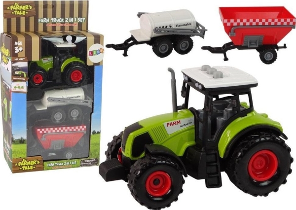 Lean Toys Ūkininko traktorių rinkinys su 2 priekabomis