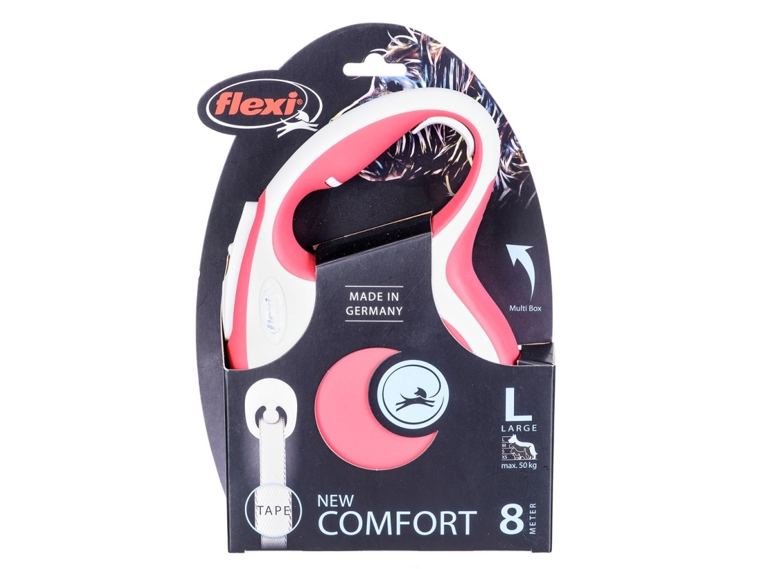 Flexi New Comfort L Bånd 8 M, 50 Kg, Rød