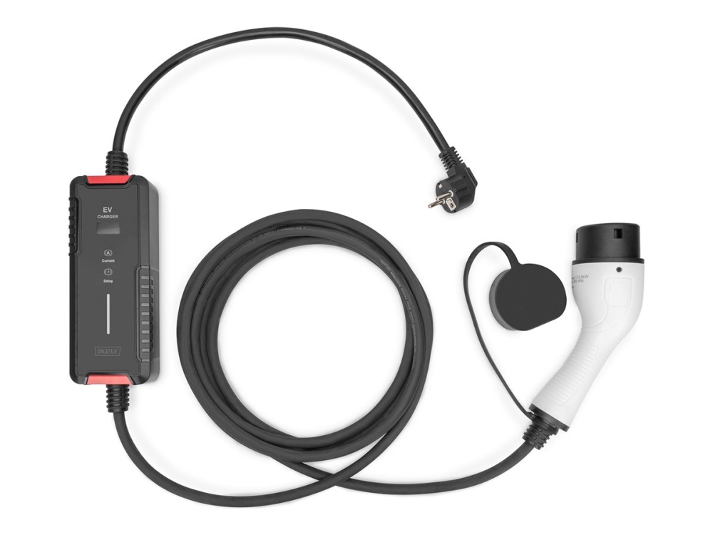 Digitus Ev Ladegerät Für Haushaltssteckdose, Schwarz, Typ 2, Schuko, Gerade, Abgewinkelt, Ip55