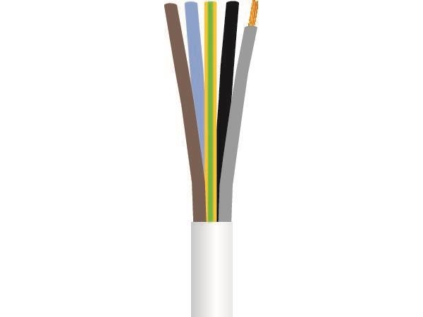 Ledning rund, PVC 5G2,5 mm² PKAJ vit 300/500V ring, kabeldiameter 13,9 mm - (50 meter)