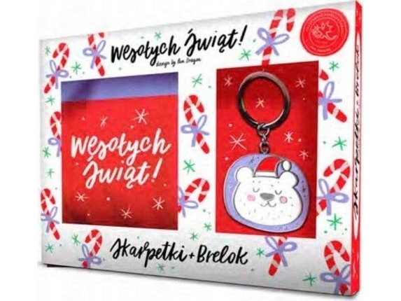 Merry Christmas Key Ring + Socks Set - Teddy Bears
