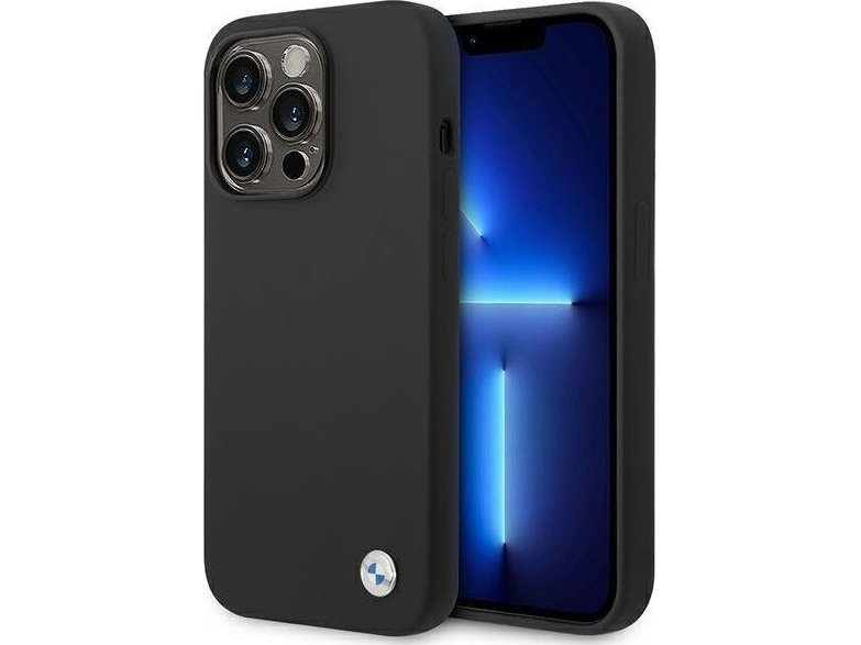 Bmw Silikone Metal-Logo Cover Til Iphone 14 Pro Max - Sort