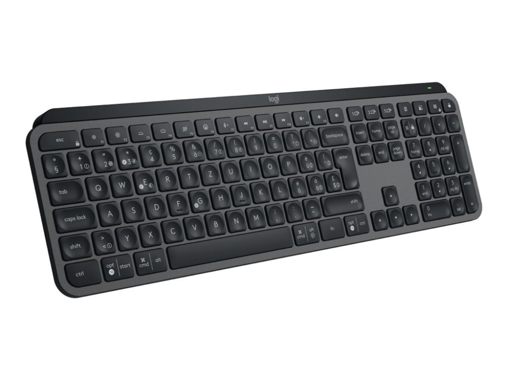 Logitech Mx Keys S, Volle Größe (100%), Kabellos, Bluetooth, Scherenschalter, Led, Grau