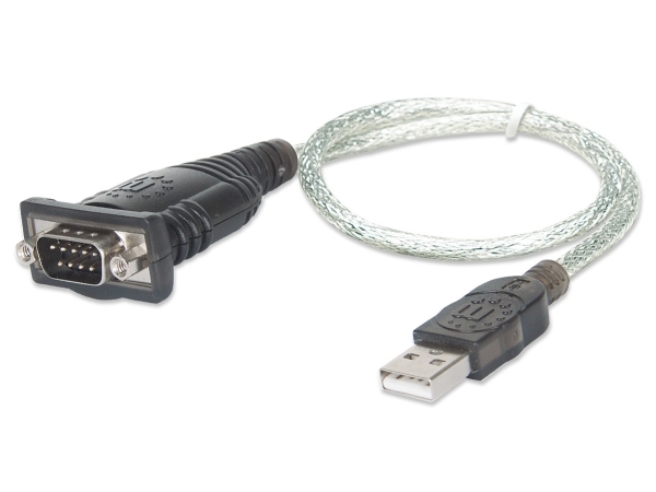 Manhattan 205146, Sort, Transparent, 0,45 M, Usb Type-A, D-Sub (Db-9), Hanstik, Hanstik