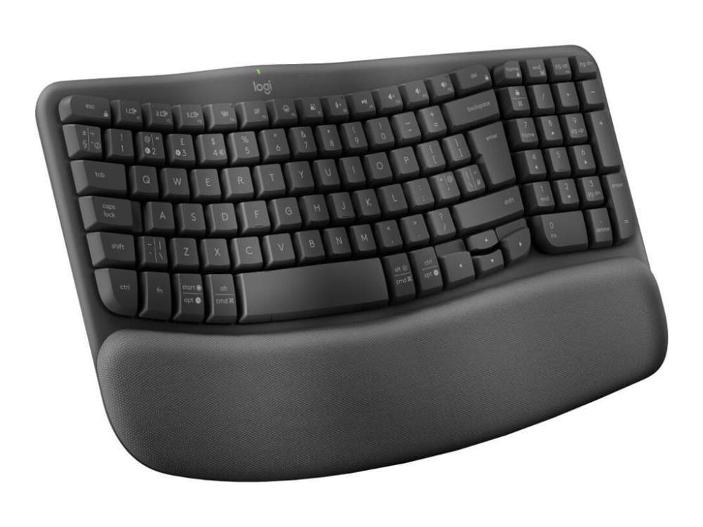 Logitech Ergo Series Wave Keys for Business - Tastatur - trådløs - 2.4 GHz, Bluetooth 5.1 LE - QWERTY - UK - grafit