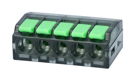 Fjeder Samlemuffe 5 x 0.2-4mm2, AWG 28-12, Genoplukkelig - (25 stk.) | N - A | GameStuff