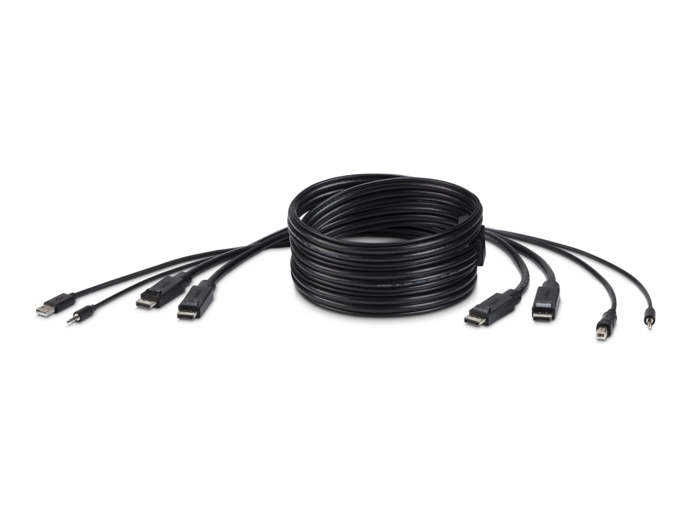 Belkin Secure KVM Combo Cable - Tastatur- / mus- / video- / lydkabel - TAA-kompatibel - USB, ministik, DisplayPort (han) til mini-phone stereo 3.5 mm