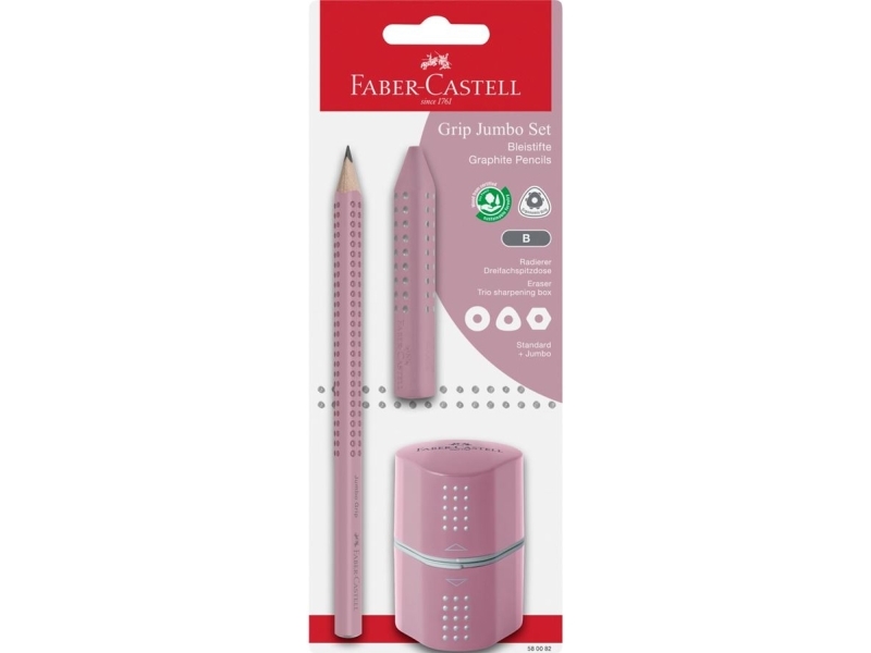 Faber-Castell Jumbo Grip Set, B, Rosa, Triangulär, 1 styck | Skrivredskap - Blyertspennor & pencils - Stiftpennor | GameStuff