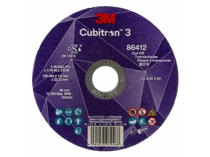 3M 86412, Kapskiva, Metall, Ceramic fibre, 12250 RPM, Rund, 2,22 cm