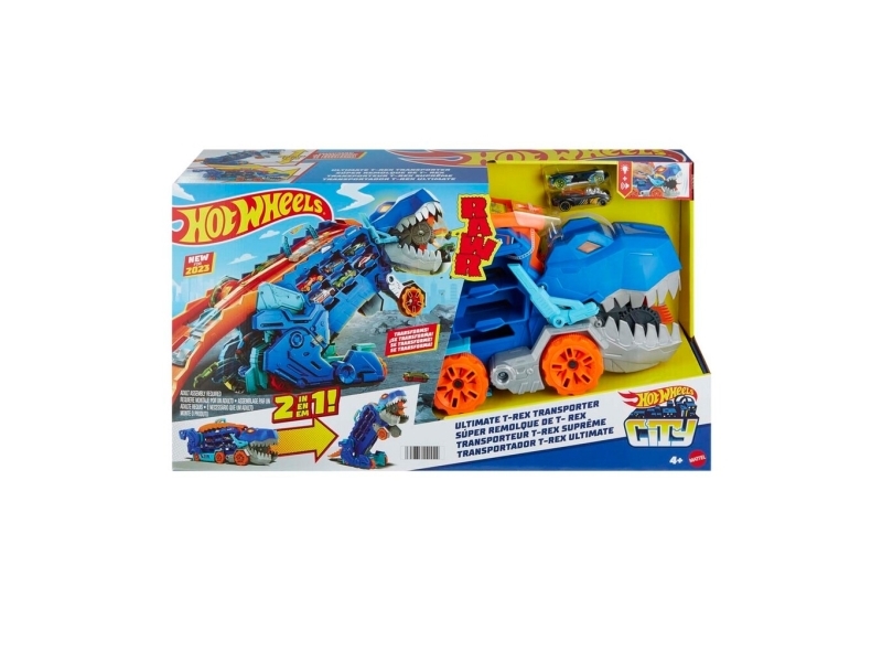 Hot Wheels City Ultimate T-Rex Transporter, Køretøjs- og skinnesæt, 4 År, AAA, Plast, Flerfarvet